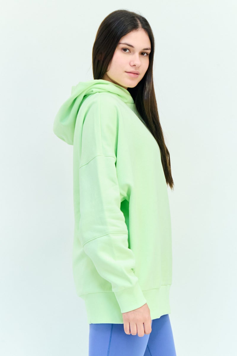 Reebok هودي خارجي طويل الأكمام للنساء، لون ليموني - Image 2