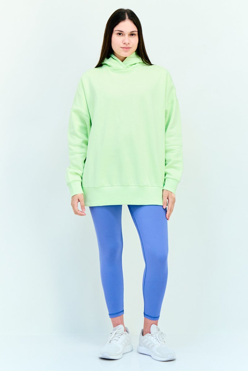 Reebok هودي خارجي طويل الأكمام للنساء، لون ليموني - Image 4