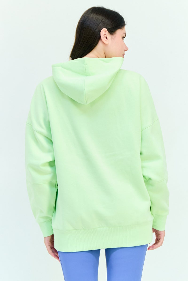 Reebok هودي خارجي طويل الأكمام للنساء، لون ليموني - Image 3