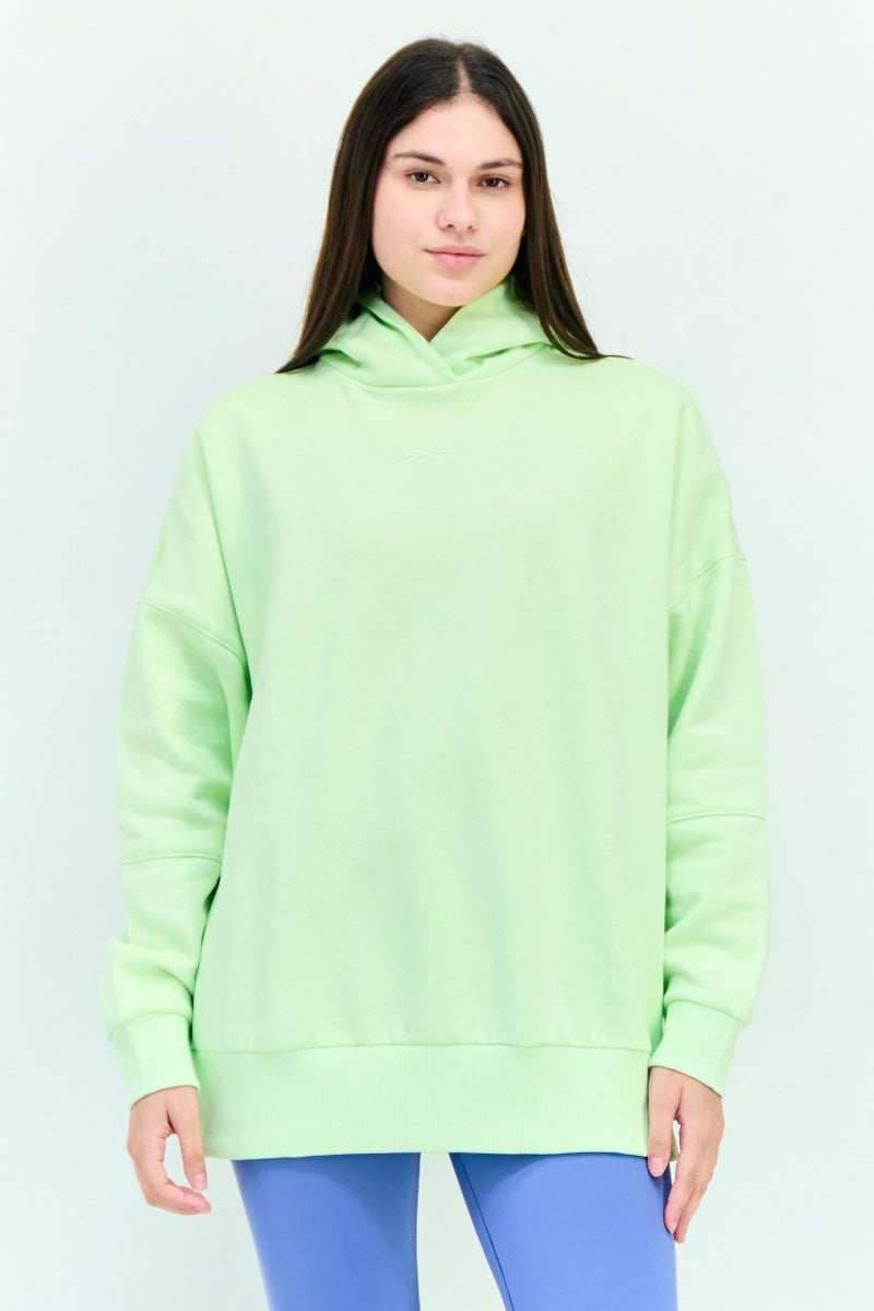 Reebok هودي خارجي طويل الأكمام للنساء، لون ليموني - Image 1