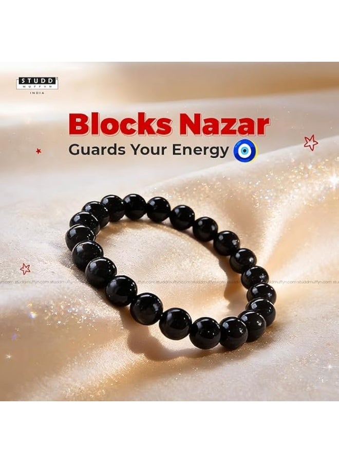 Studd Muffyn | Black Obsidian Crystal Bracelet for Men & Women | Natural Stone Beaded Bracelet | Protects from negative energy | Handcrafted Crystal Jewellery - Image 3
