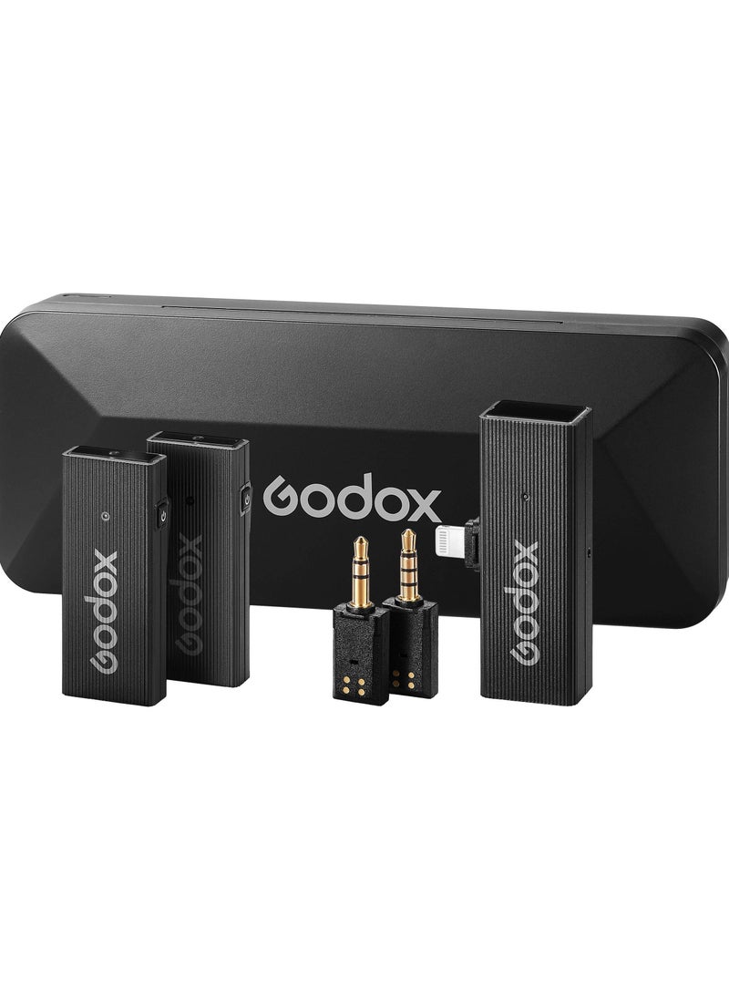 Godox - Godox MoveLink Mini LT 2-Person Wireless Microphone System for Cameras & iOS Devices (2.4 GHz, Classic Black) - Image 1