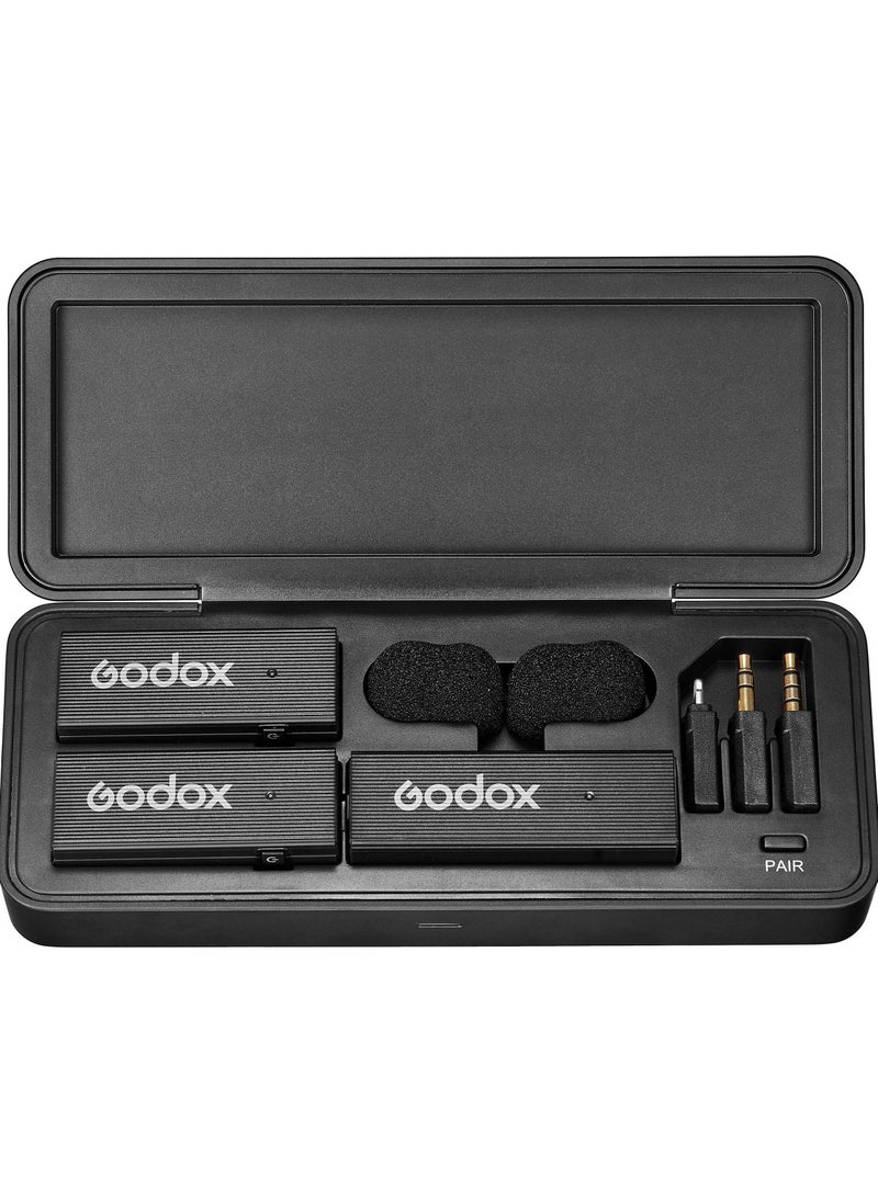 Godox - Godox MoveLink Mini LT 2-Person Wireless Microphone System for Cameras & iOS Devices (2.4 GHz, Classic Black) - Image 1