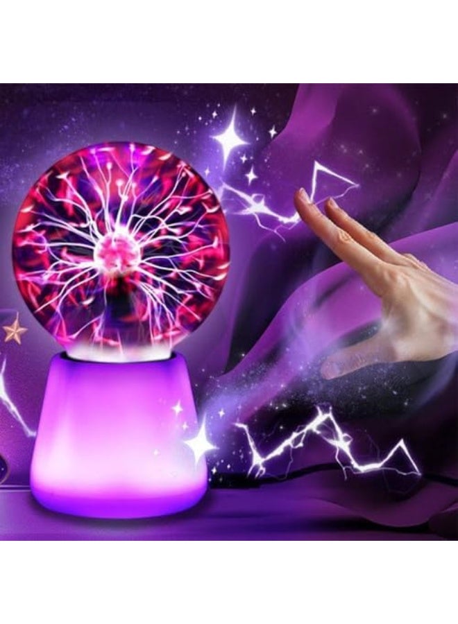 كرة بلازما، مصباح لمسة سبع ألوان، إضاءة محيطة، كرات كهربائية ساكنة لعيد الميلاد منزلي، توصيل USB، إضاءة ناعمة للمكتب والمدرسة والشقة، الأبعاد: 2.99×2.99×5.51 إنش - Image 3