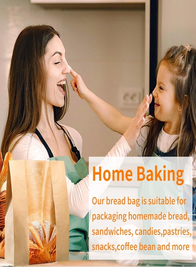 INFTYLE 100Packs Sourdough Bread Bags for Homemade Bread, Brown Paper Food Storage Bags with Clear Window Includes Label Seal Stickers,Bakery Packaging Bags Large 13.7x8.2x3.5inch - Image 4