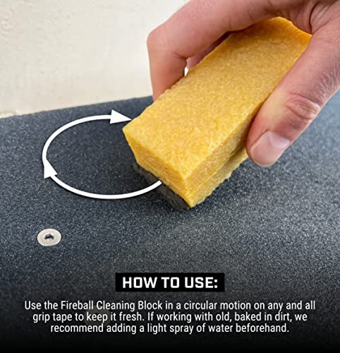 Fireball Grip Tape Cleaner for Skateboards - 2 x Skateboard Grip Gum Griptape Abrasive Cleaning Sticks - Rubber Grip Cleaner Skateboard Accessories for Boys & Girls - Image 3