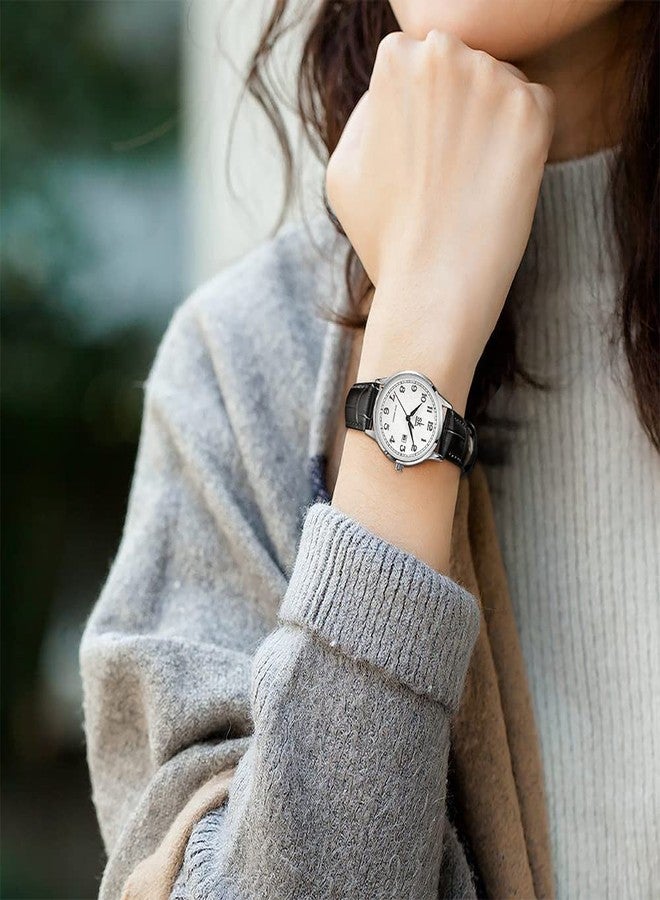 SHENGKE SK Classic Easy Read Watch for Women with Genuine Leather Band Ladies Calendar Watch, Roman-Leather, Classic - Image 5