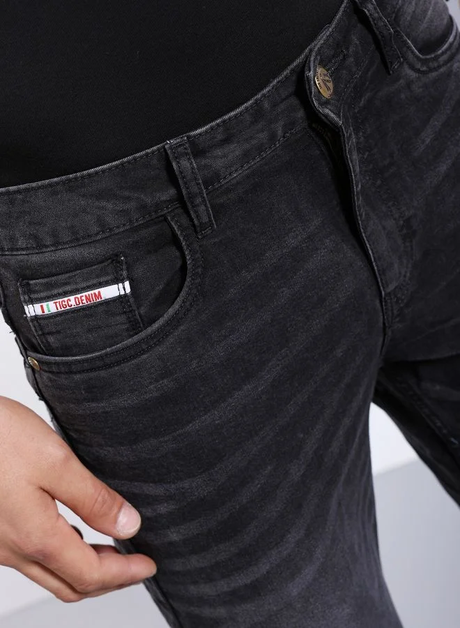 The Indian Garage Co Men Slim Fit Solid Mid-Rise Stretchable Jeans