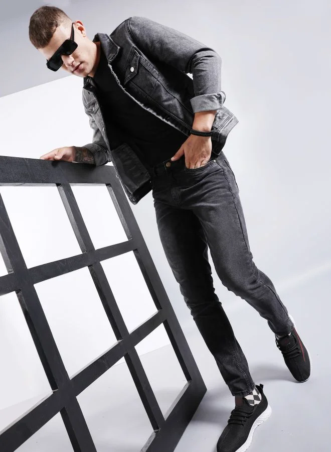 The Indian Garage Co Men Slim Fit Solid Mid-Rise Stretchable Jeans