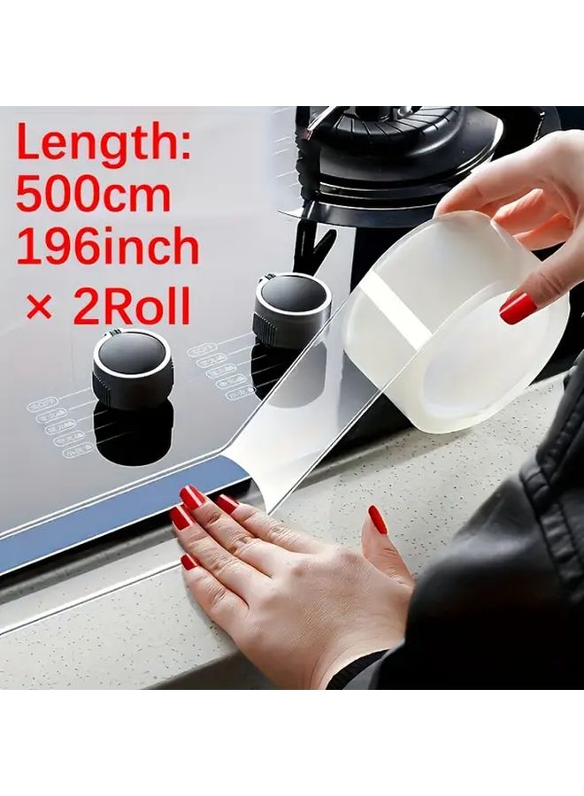 2 لفة 1 18 بوصة × 196 85 بوصة شريط سد شفاف ذاتي اللصق للمطبخ والحمام - Image 2