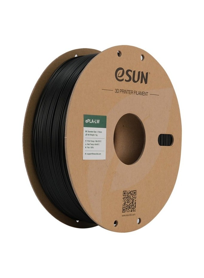 eSUN eSUN PLA-LW PLA 3D Printer Filament, 1.75mm 1KG Spool Lightweight Strong Paint Adhesion Foaming PLA Filament for 3D Printers 3D Printed Airplane, Black - Image 1