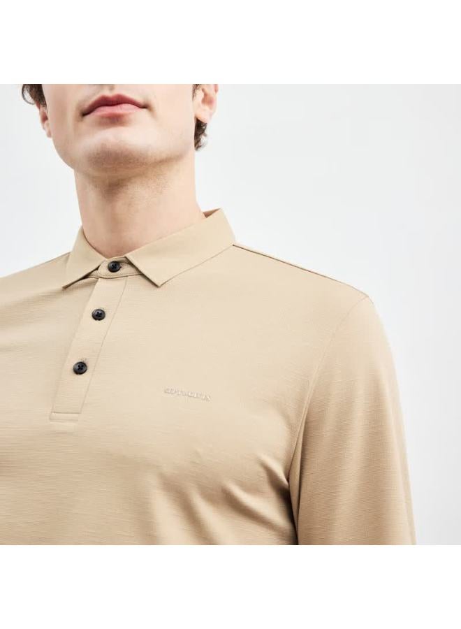 Septwolves Men's Long-sleeve Polo Shirt With Bamboo Texture, Wrinkle-resistant Business Casual Top For Commuting, Men's Clothing With Collar And Pullover - Image 3