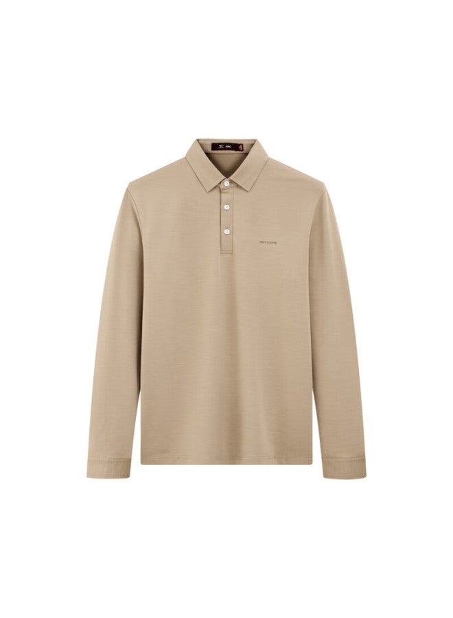 Septwolves Men's Long-sleeve Polo Shirt With Bamboo Texture, Wrinkle-resistant Business Casual Top For Commuting, Men's Clothing With Collar And Pullover - Image 4