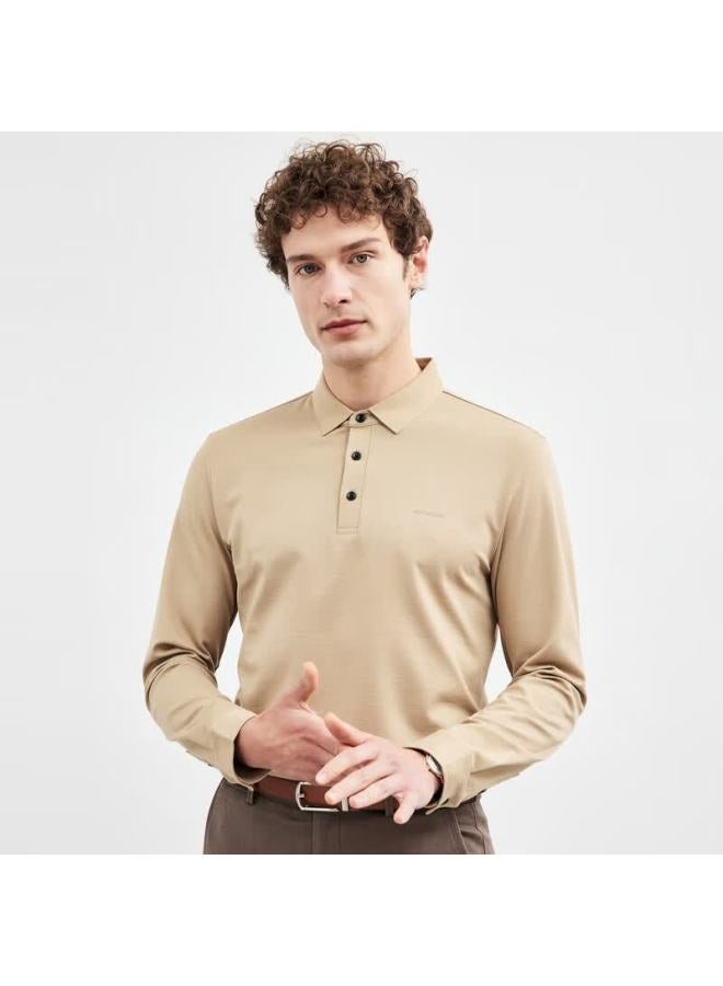 Septwolves Men's Long-sleeve Polo Shirt With Bamboo Texture, Wrinkle-resistant Business Casual Top For Commuting, Men's Clothing With Collar And Pullover - Image 2