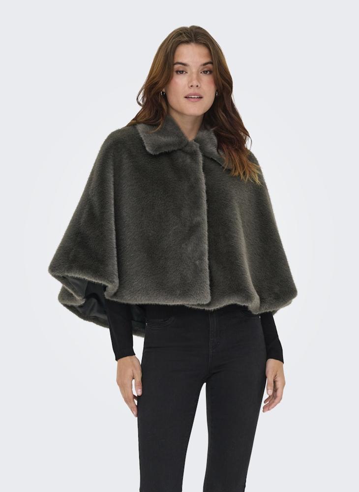 ONLY Faux Fur Cape Jacket - Image 1