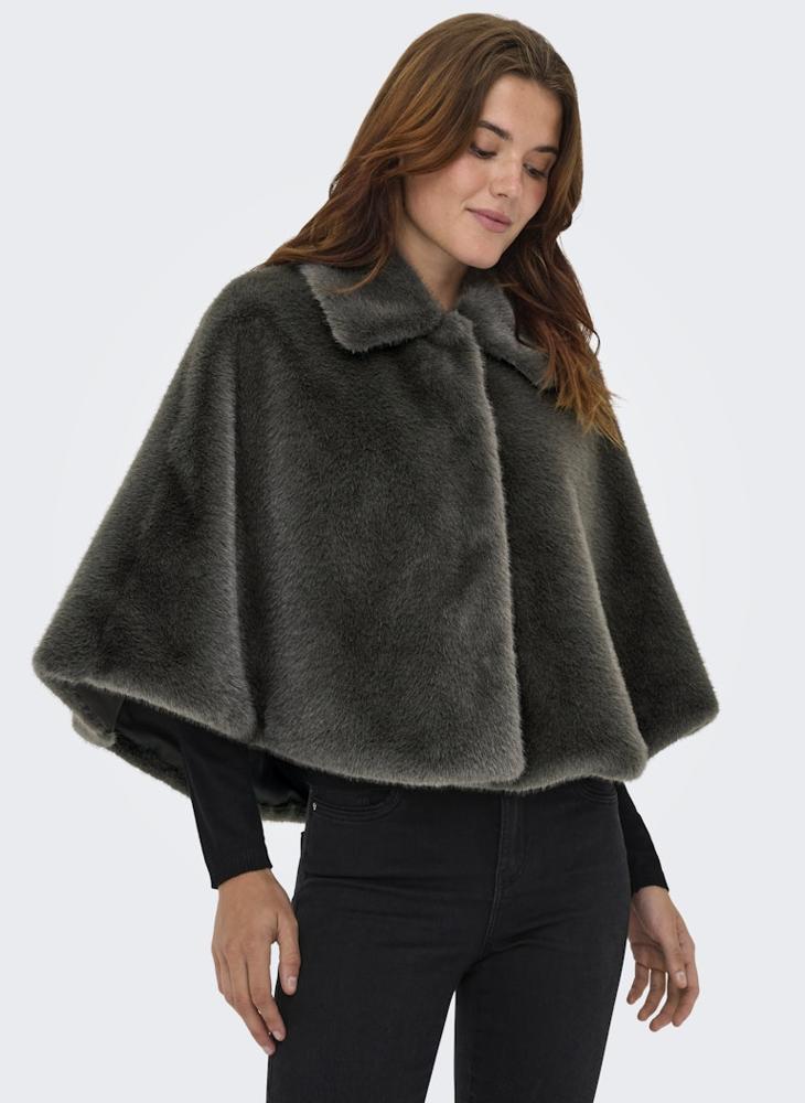 ONLY Faux Fur Cape Jacket - Image 3