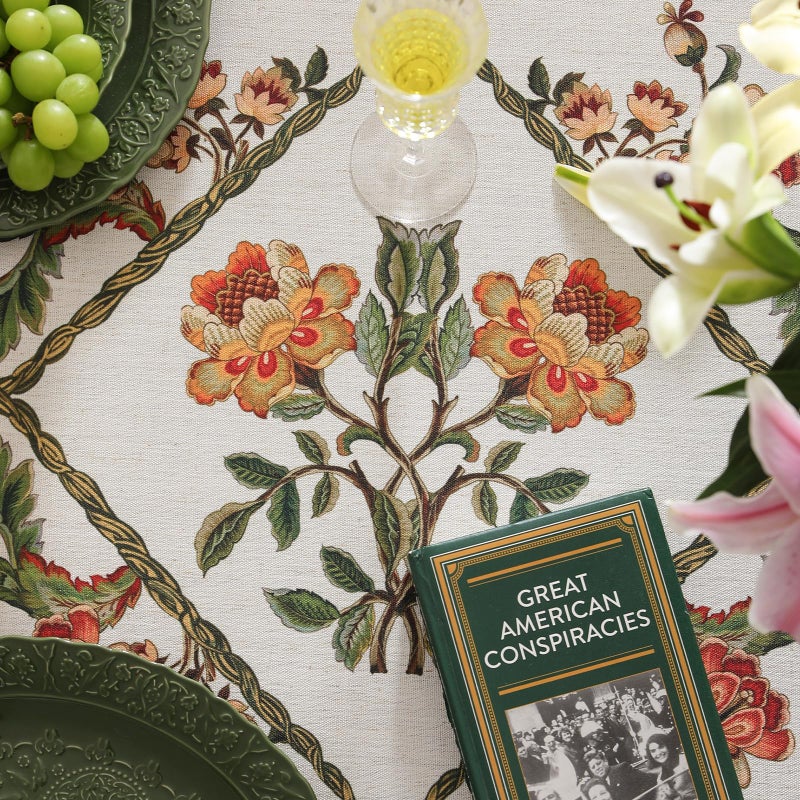 patdrea Designer Vintage Linen Floral Rectangle Tablecloth,French Tablecloths,Wrinkle Free Table Cloth,Decorative Table Cover Cloth for Kitchen,Dining,Tea Party,Home,Christmas,55"*71" - Image 4
