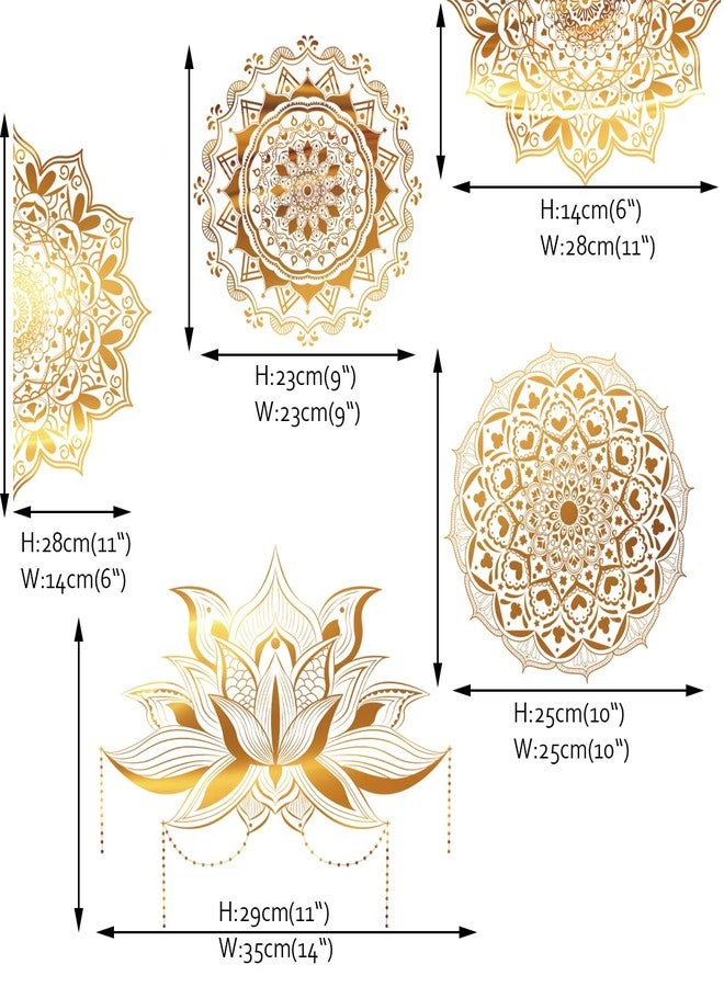 Runtoo Mandala Wall Stickers Boho Large Gold Lotus Floral Wall Decal Peel and Stick Bedroom Living Room Yoga Headboard Decor - Image 5