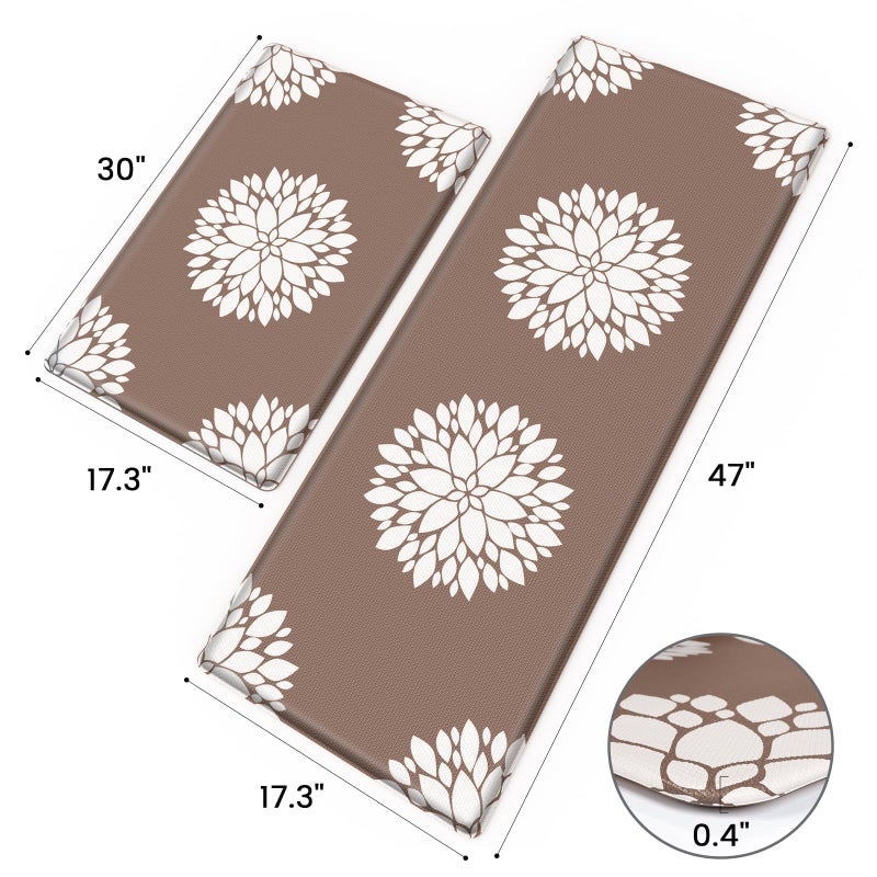 DailyCuddles Kitchen Mats for Floor [2PCS], Soft Anti Fatigue Kitchen Rugs for Home, Water Resistant Cushioned Standing Desk Mats, Non-Slip Comfort Mat for Floor, Kitchen, Office, Sink, Laundr, Brown - Image 2