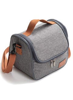 Arabest Insulated Lunch Bag Cooler Shoulder Thermal Tote Bag Portable Indoor Outdoor Lunch Box Bag Oxford Grey 22 x 16 x 19.5 cm  - Image 1