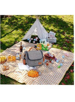 Arabest Insulated Lunch Bag Cooler Shoulder Thermal Tote Bag Portable Indoor Outdoor Lunch Box Bag Oxford Grey 22 x 16 x 19.5 cm  - Image 5