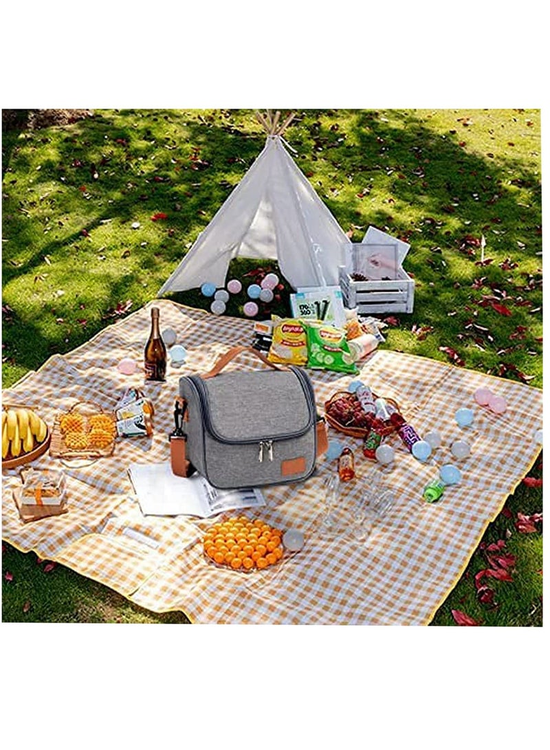 Arabest Insulated Lunch Bag Cooler Shoulder Thermal Tote Bag Portable Indoor Outdoor Lunch Box Bag Oxford Grey 22 x 16 x 19.5 cm  - Image 5
