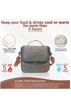 Arabest Insulated Lunch Bag Cooler Shoulder Thermal Tote Bag Portable Indoor Outdoor Lunch Box Bag Oxford Grey 22 x 16 x 19.5 cm  - Image 3