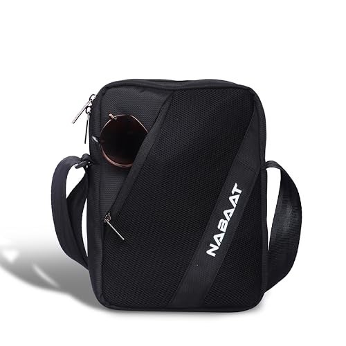 NABAAT MidiMover Sling Bag for Men & Women, Passport Bag for Men, Mini Side Bag for Men, Stylish Crossbody Bag Travel Hand Bag, Small Cash Collection Stylish bags for Men Travel (Black) - Image 1
