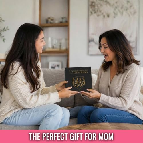 vaanshie Mothers Day Gift for Mom Set of 2 glossy black Stainless Steel Wine Glasses 17oz Engraved Goblets with Bottle Stopper Unbreakable Elegant Wine Cups Gift for Women Wife Mom Sister - Image 3