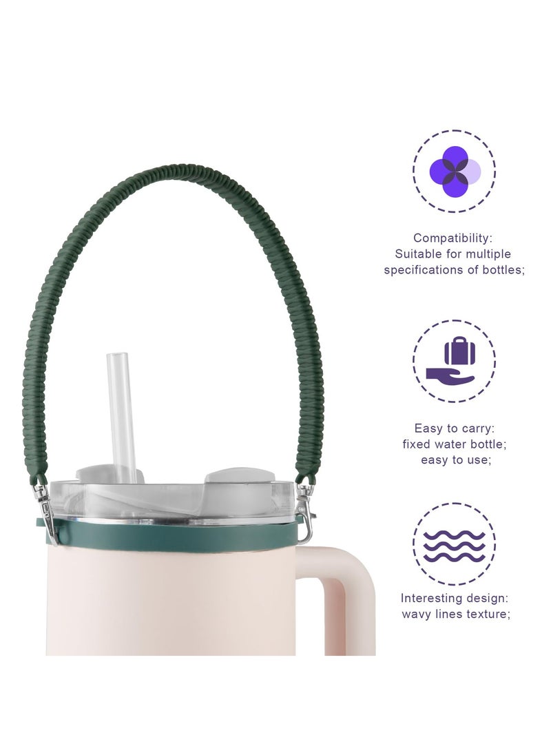 SYOSI - Water Bottle Handle Strap, 2 PCS Silicone Sling for 8-40oz Bottles, Compatible with Stanley, YETI, Owala, Hydro Flask, Convenient Bottle Carrier, Green - Image 1