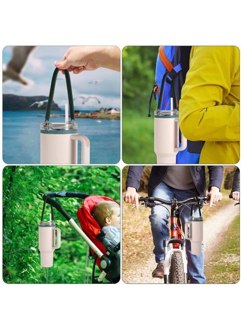SYOSI - Water Bottle Handle Strap, 2 PCS Silicone Sling for 8-40oz Bottles, Compatible with Stanley, YETI, Owala, Hydro Flask, Convenient Bottle Carrier, Green - Image 1