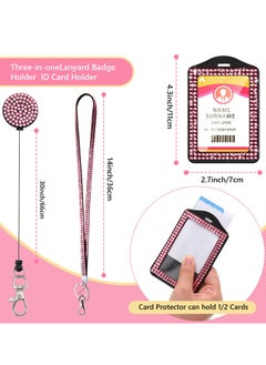 Excefore Rhinestone Lanyard Sparkling ID Card Holder, 4 Pcs Crystal Retractable Badge Reel Rhinestone Neck Lanyard Card Holder with Metal Clasp and Key Ring for Women Nurse Teacher  - Image 4