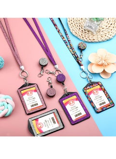 Excefore Rhinestone Lanyard Sparkling ID Card Holder, 4 Pcs Crystal Retractable Badge Reel Rhinestone Neck Lanyard Card Holder with Metal Clasp and Key Ring for Women Nurse Teacher  - Image 5