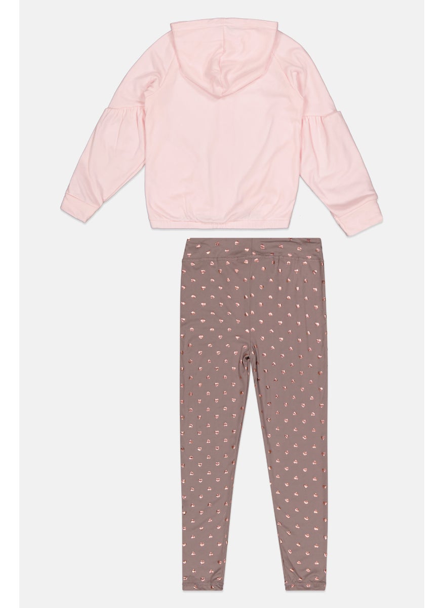 Body Glove - Kids Girl 2 Pieces Graphic Print Sweatshirt And Leggings Set, Pink - Image 1