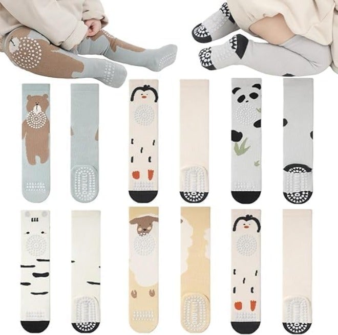 ChicAbode Baby Toddlers Knee High Non Slip Socks with Grips, Girl Boy Non-Skid Socks, Newborn Infant Floor Crawling Tube Stockings - Image 1