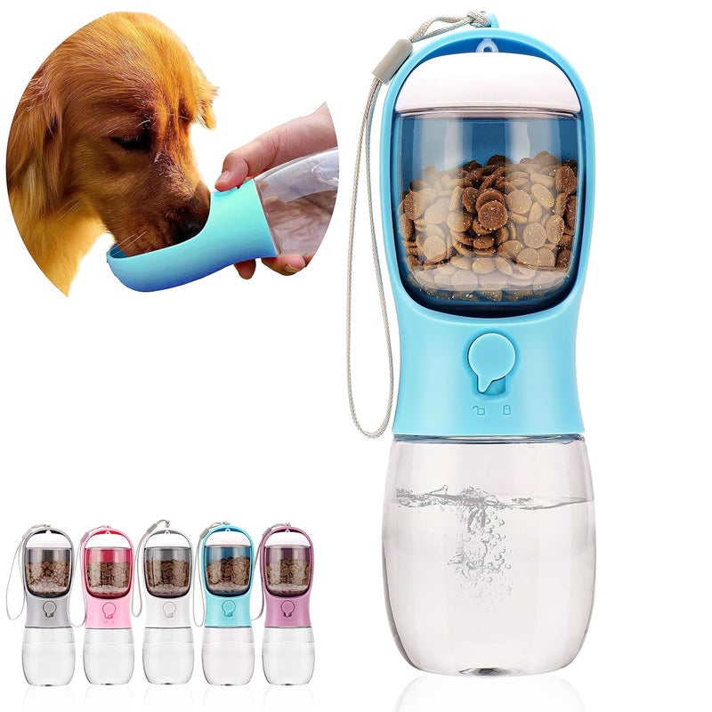 AVELORA Dog Water Bottle, Portable Pet Water Bottle with Food Container, Portable Water Dispenser for Cats, Puppies, Pets for Walking, Hiking, Travel, Puppy Accessories, Dog Toy - Image 1