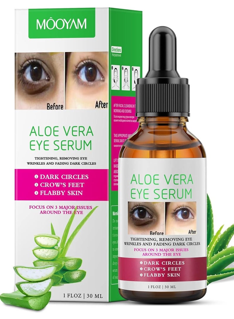 MOOYAM Aloe Vera Eye Serum 30ml for Dark Circles and Fine Lines Anti Aging Treatment Reduces Crows Feet and Wrinkles  - Image 2