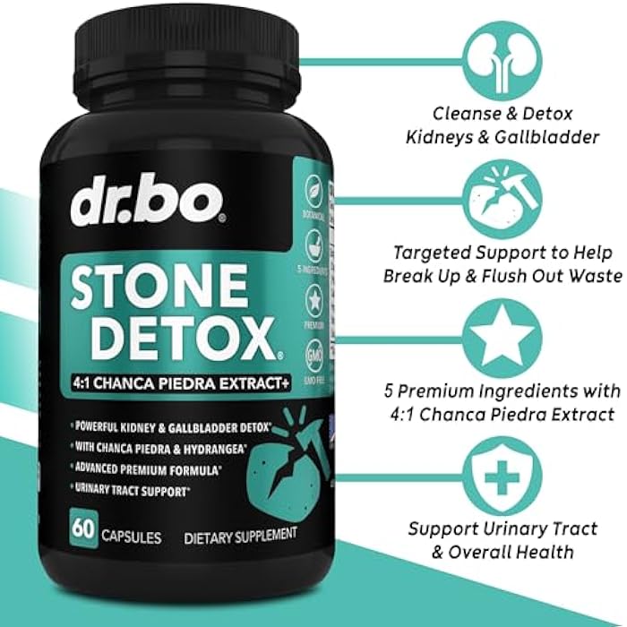 dr.bo Stone Breaker Chanca Piedra Capsules - Stone Detox for Kidney Cleanse Detox, Gallbladder Formula with Hydrangea Root - Natural Gallstones Kidney Stones Dissolver Gallbladder Flush Pills - 60 Capsules - Image 2