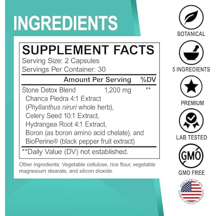 dr.bo Stone Breaker Chanca Piedra Capsules - Stone Detox for Kidney Cleanse Detox, Gallbladder Formula with Hydrangea Root - Natural Gallstones Kidney Stones Dissolver Gallbladder Flush Pills - 60 Capsules - Image 5