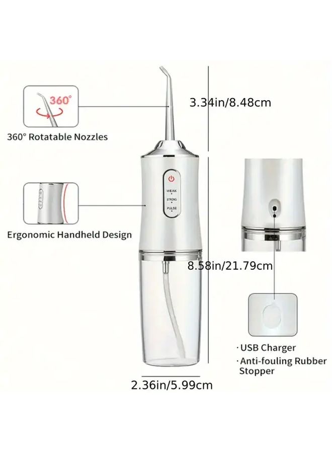 White Water Flosser with 4 Nozzles USB Rechargeable High Pressure Dental Irrigator - Image 4