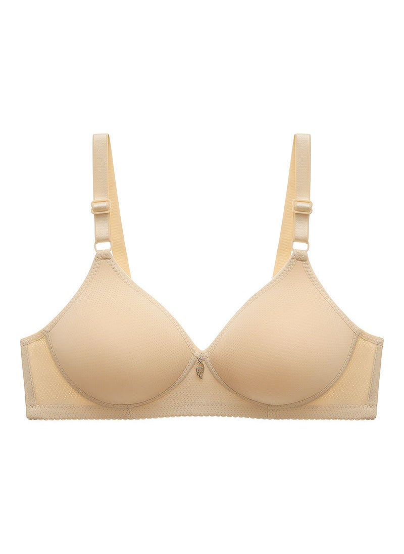 Generic - Pure Cotton Breathable Comfortable Bralette Middle-aged Elderly Ladies No Steel Ring Three-row Buckle Round Bowl Cup Red - Image 1