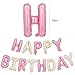 TONIFUL Happy Birthday Balloons with Ribbon Straw 16 Inch Mylar Letters Balloons Sign Banner Bunting Reusable for Girls Boys Kids Adults Party Decorations SuppliesCream White Pink - Image 2