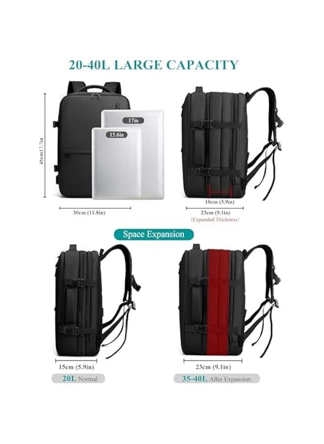 HOOKOR Travel Backpack - Women Men Expandable Waterproof Laptop Backpack Casual Carry On Bag With USB Charging Port  - Image 3