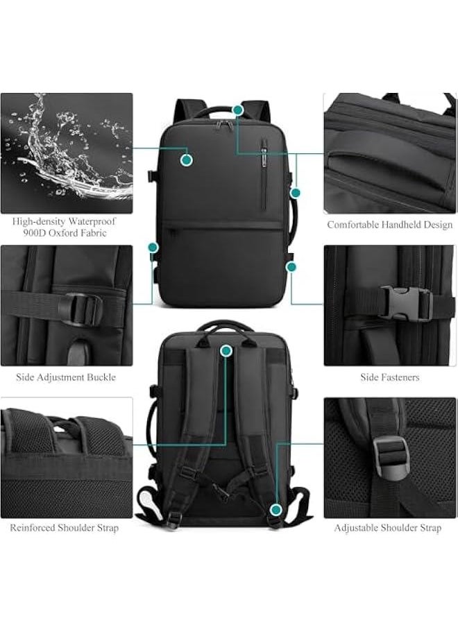 HOOKOR Travel Backpack - Women Men Expandable Waterproof Laptop Backpack Casual Carry On Bag With USB Charging Port  - Image 5