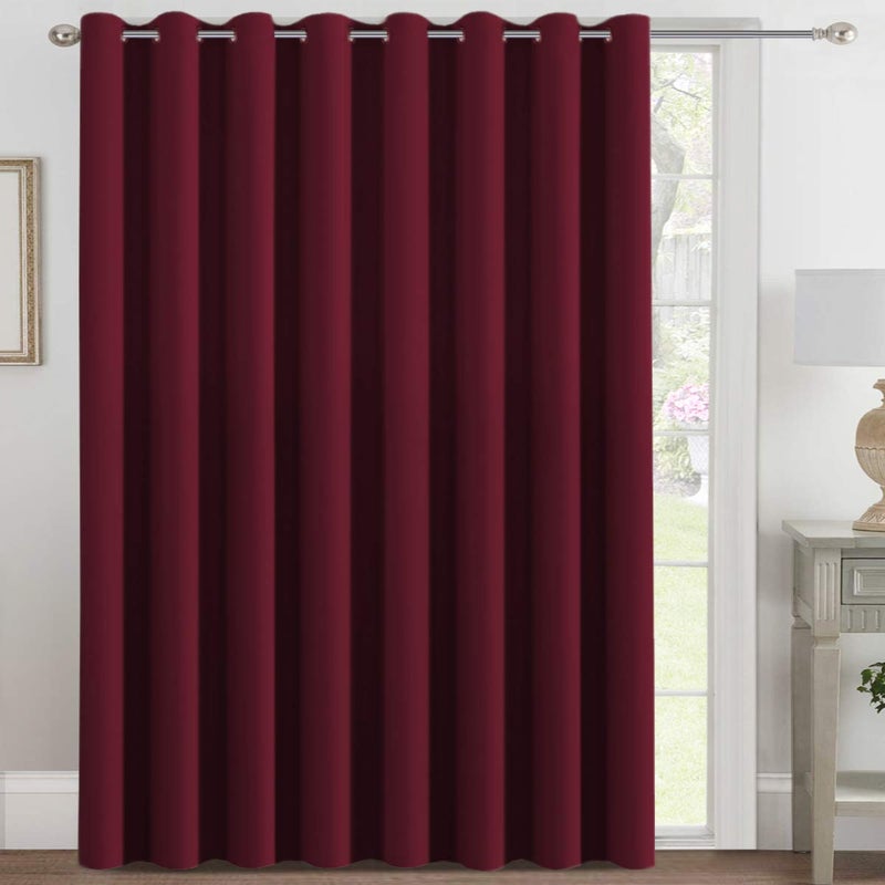 H.VERSAILTEX Thermal Insulated Grommet Blackout Curtains for Christmas & Thanksgiving Gift  Sliding Door Patio Door Curtains  Living Room Divider Curtains (1 Panel  8.5ft Wide by 7ft Long) - Burgundy - Image 1
