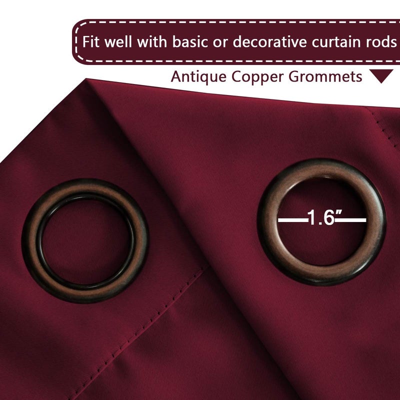 H.VERSAILTEX Thermal Insulated Grommet Blackout Curtains for Christmas & Thanksgiving Gift  Sliding Door Patio Door Curtains  Living Room Divider Curtains (1 Panel  8.5ft Wide by 7ft Long) - Burgundy - Image 3