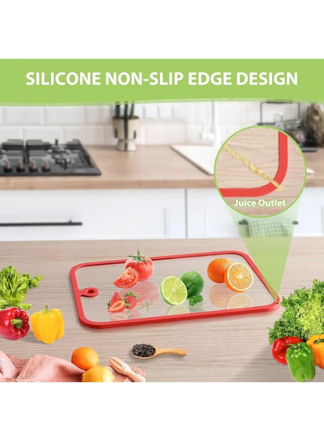 موثوقية التنبؤ لوح تقطيع، ألواح تقطيع زجاجية للمطبخ، لوح تقطيع بحواف مانعة للانزلاق وفتحة تعليق، آمن للغسل في غسالة الأطباق، لوح تقطيع شفاف وآمن للاستخدام على سطح العمل، لإعداد الوجبات وتقديمها - Image 4