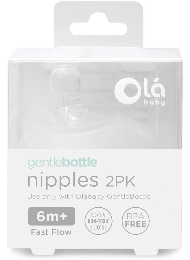 Olababy - Olababy Gentle Bottle Silicone Replacement Nipple 2 Pack (6+ Months/Fast Flow) - Image 1