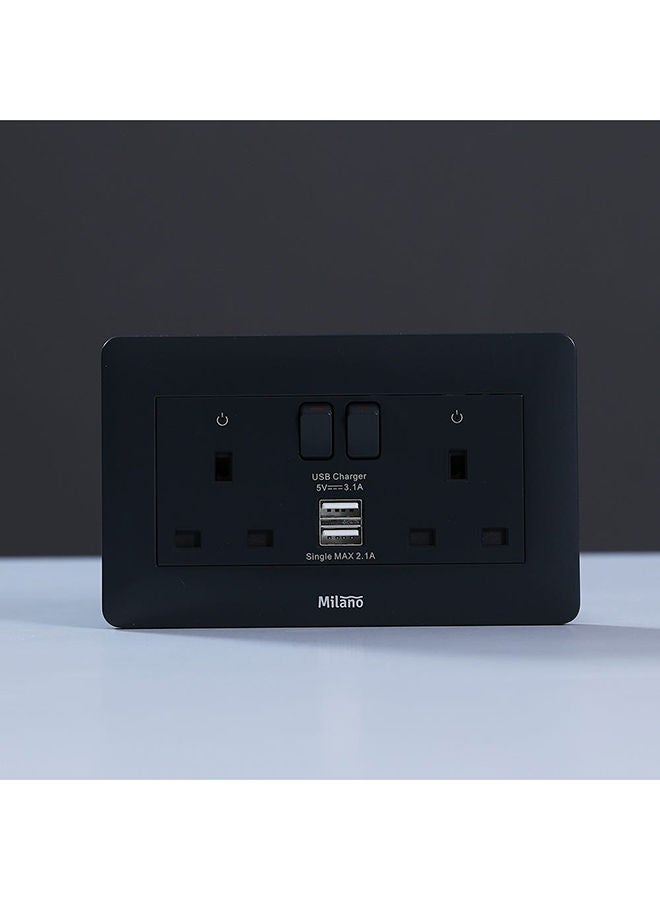 DANUBE HOME Danube Home - Milano 13A Dual Switched Socket With Usb Mblk - Image 1