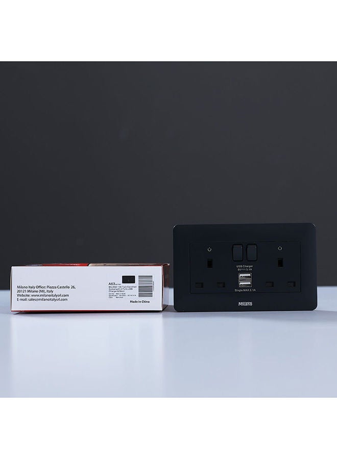 DANUBE HOME Danube Home - Milano 13A Dual Switched Socket With Usb Mblk - Image 4